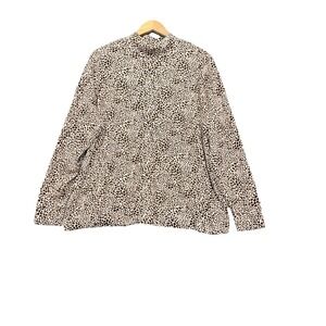 Lands End Top Womens 2X Plus Animal Print Turtleneck Long Sleeve Stretch Artsy